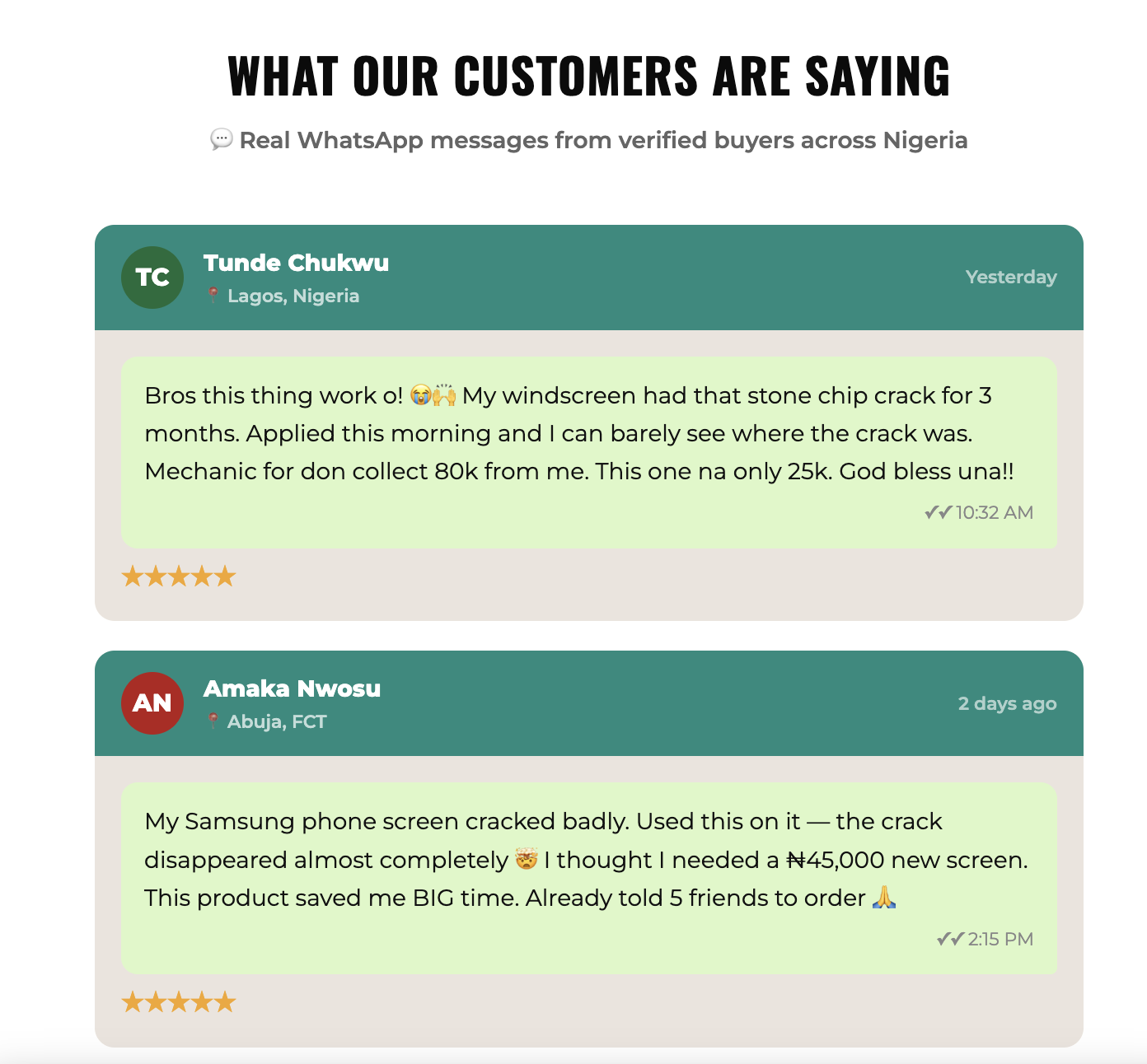 WhatsApp Review from Tunde Chukwu - Lagos