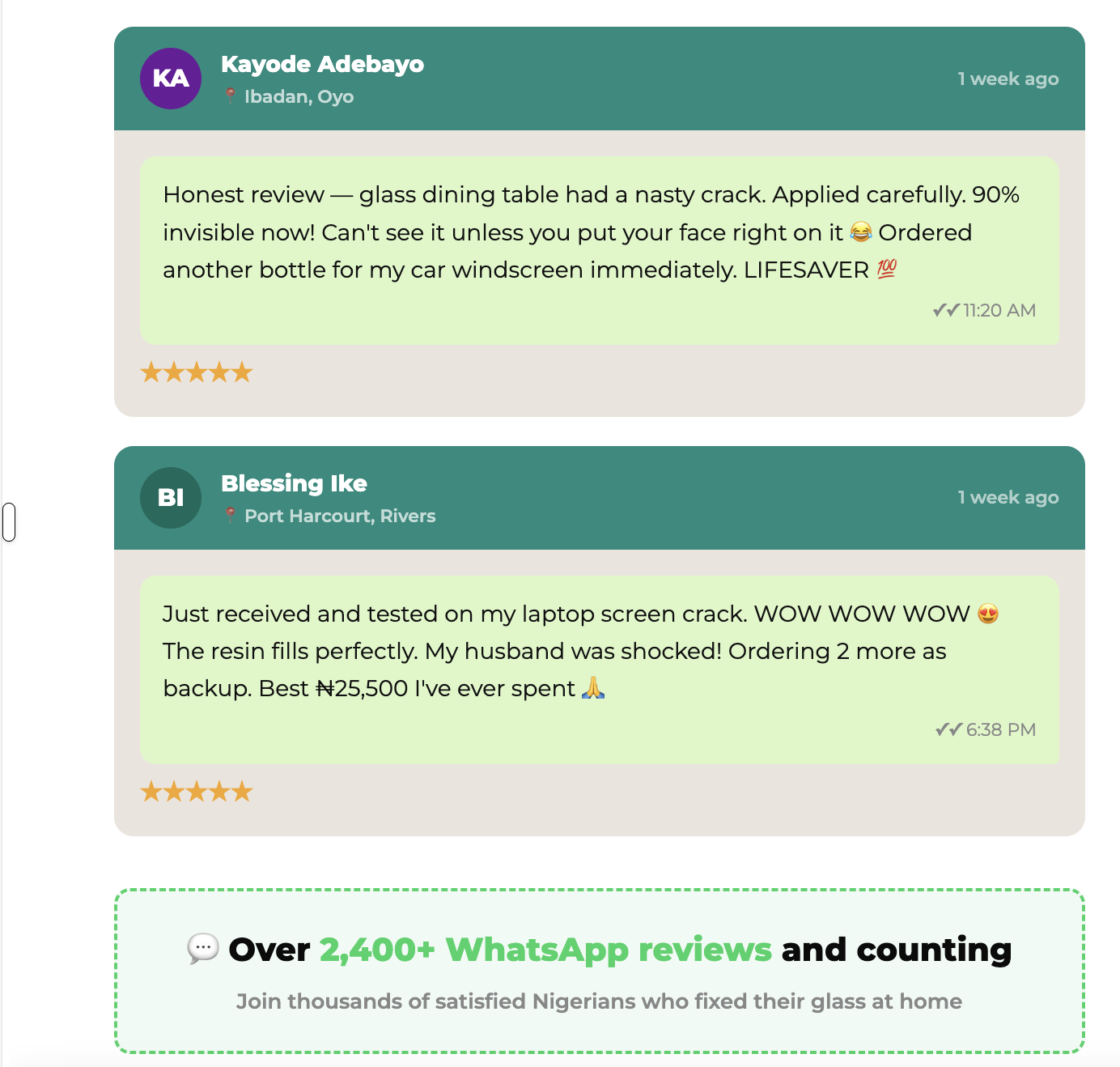 WhatsApp Review from Amaka Nwosu - Abuja